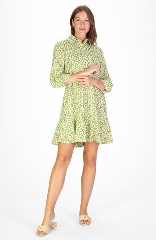 Iris Dress in Green Daisies