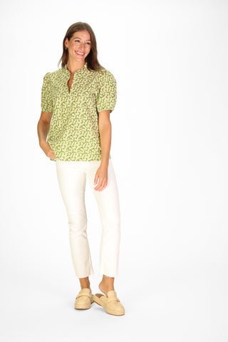 Brooke Top in Green Daisies