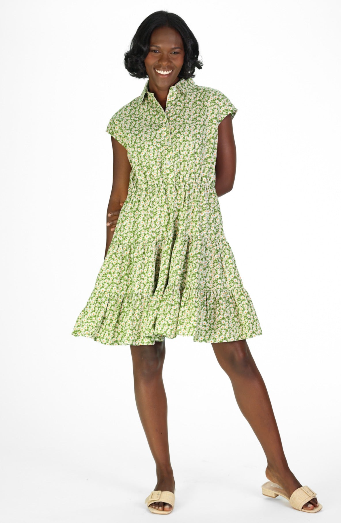 Valencia Dress in Green Daisies XL Valencia Dress in Green Daisies XL