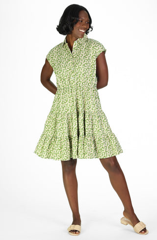 Valencia Dress in Green Daisies