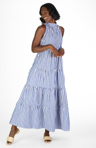 Rosalina Dress in Navy and White Classic Stripe