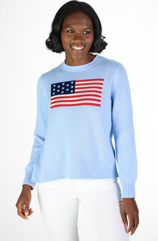 Light Blue Sport Crew Flag Sweater