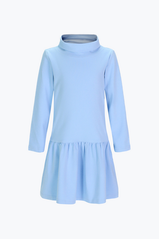 Girls Aria Turtleneck Dress in Ice Blue