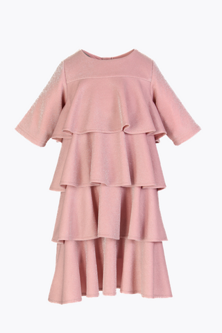 Girls Felicity Dress in Pink Ice Shimmer Knit