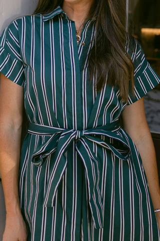 Callahan Dress in Forest Stripe