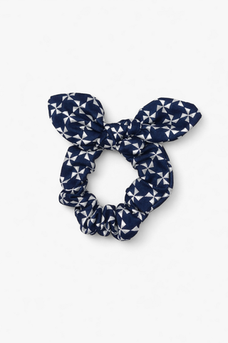 The Tay Bow Scrunchy - Navy Windmill