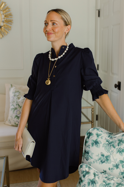 Percy Popover Dress in Navy L