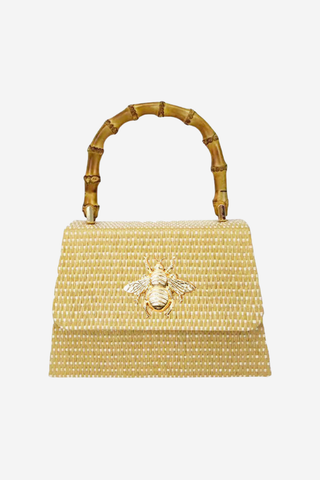 Lulu Bag - Straw Clutch with Bamboo Handle