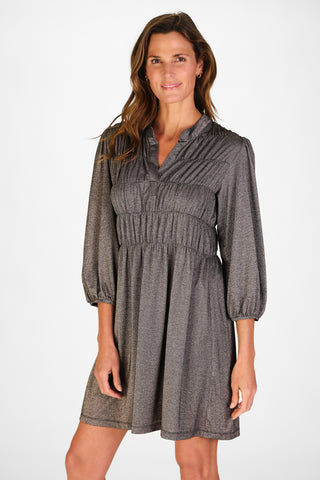 Hyacinth Dress in Black Silky Shimmer Knit