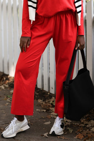 Cropped Peri Pant in Red SuperSoft