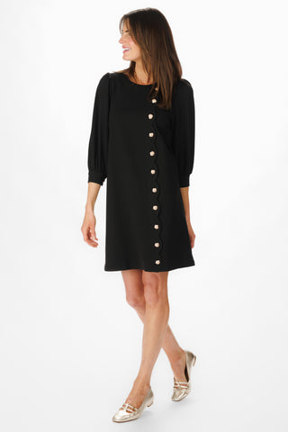 Scalloped Cassidy Dress in Black Ponte