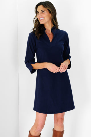Lillian Dress in Navy Supersoft