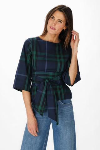 Esme Top in Navy Plaid