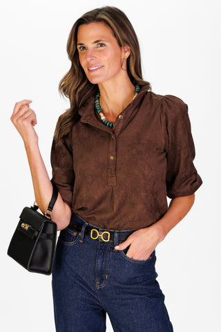 Suede Mekenzie Top in Chicory