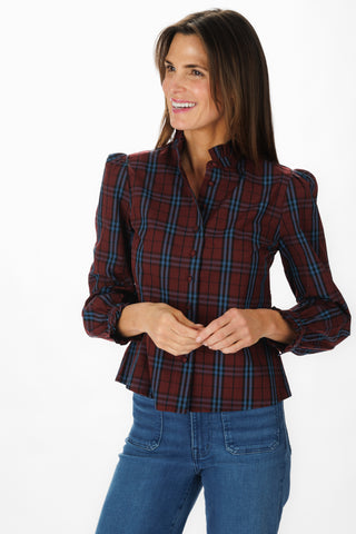 Miller Top in Maroon Sky Plaid