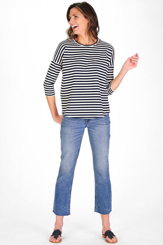 Cassie Top in Navy and White Stripe