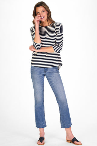 Cassie Top in Navy and White Stripe