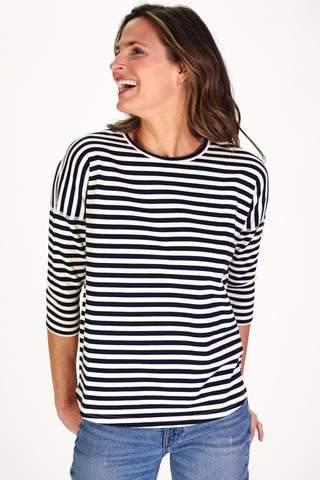 Cassie Top in Navy and White Stripe