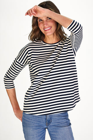 Cassie Top in Navy and White Stripe