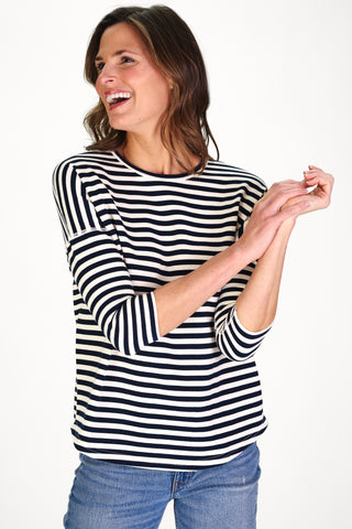 Cassie Top in Navy and White Stripe