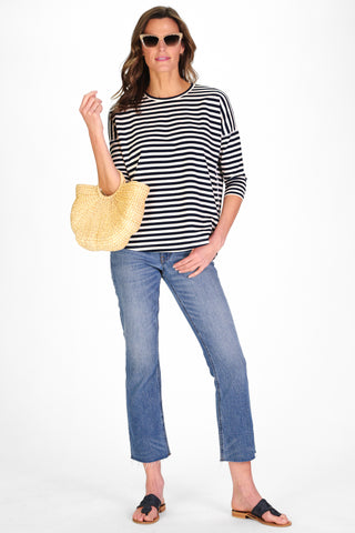 Cassie Top in Navy and White Stripe