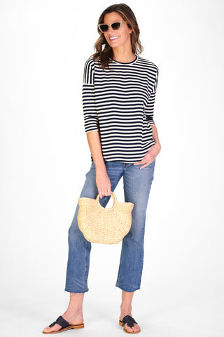 Cassie Top in Navy and White Stripe