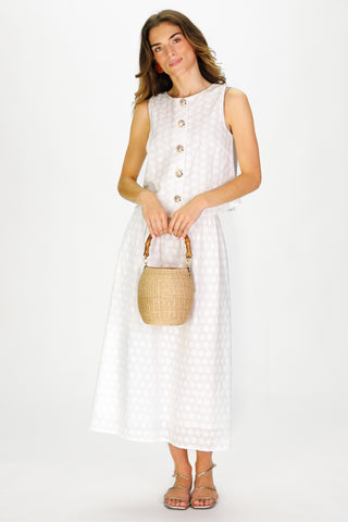 Della Top in White Embroidered Floral