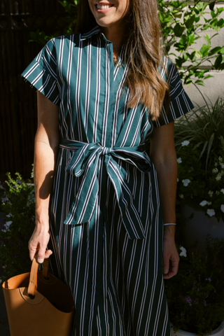 Callahan Dress in Forest Stripe