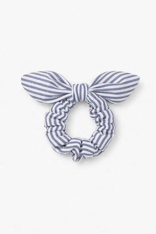 The Tay Bow Scrunchy- Skinny Blue Seersucker