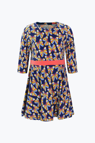 Girls Joelle Twill Dress in Butterfly Print