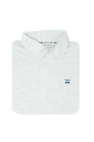 Albatross Polo in White with Seaglass Stripes