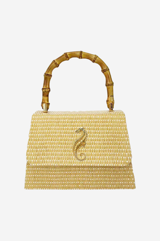 Lulu Bag - Straw Clutch with Bamboo Handle