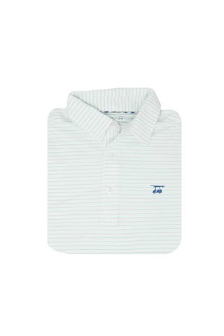 Youth Albatross Polo in White with Seaglass Stripes