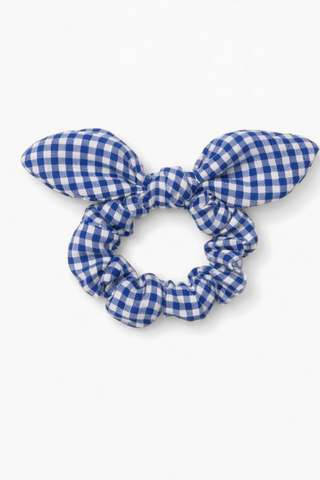 The Tay Bow Scrunchy - Navy Gingham