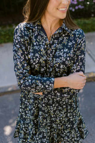 Iris Dress in Navy Fall Floral