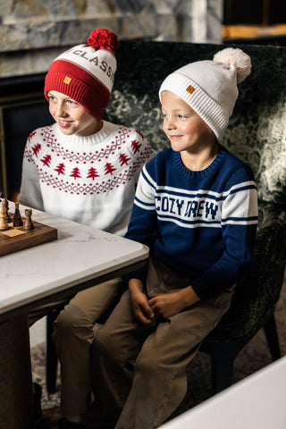 Duffield Lane x Northern Classics Kids Cozy Crew Neck Sweater in Navy