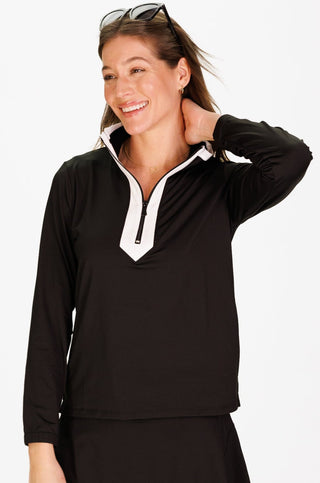 The Active Tory Pullover in Black & White Trim