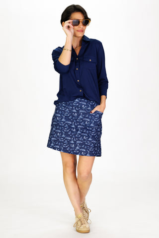 Hattie Skort in Navy with White Toile