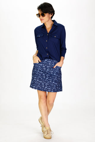 Hattie Skort in Navy with White Toile