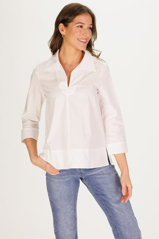 Adaline Top in White Stretch