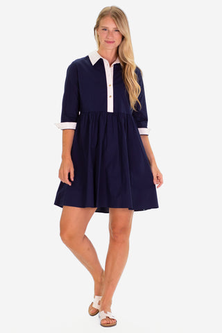 The Aiden Dress in Navy Stretch