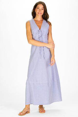 Allister Dress in Navy & White Stripe