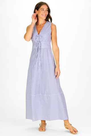 Allister Dress in Navy & White Stripe