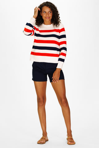 Women's Sport Crew Sweater in Americana Stripe