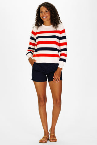 Women's Sport Crew Sweater in Americana Stripe
