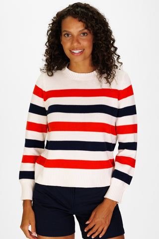 Women's Sport Crew Sweater in Americana Stripe