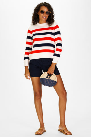 Women's Sport Crew Sweater in Americana Stripe