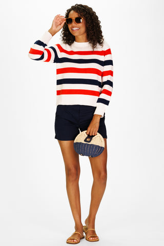 Women's Sport Crew Sweater in Americana Stripe