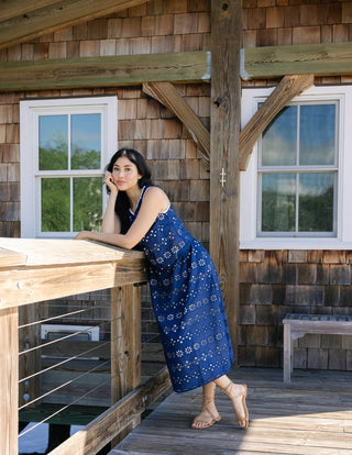 Amy Eyelet Top in Navy Garden Eyelet