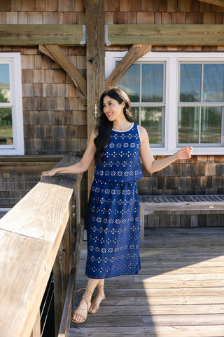 Shelley Skirt in Navy Garden Eyelet